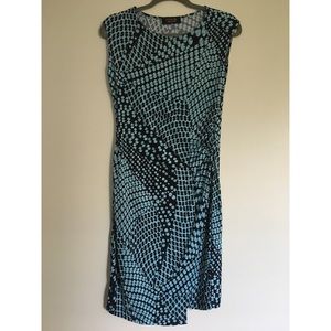 ReneeC fitted abstract teal print dress